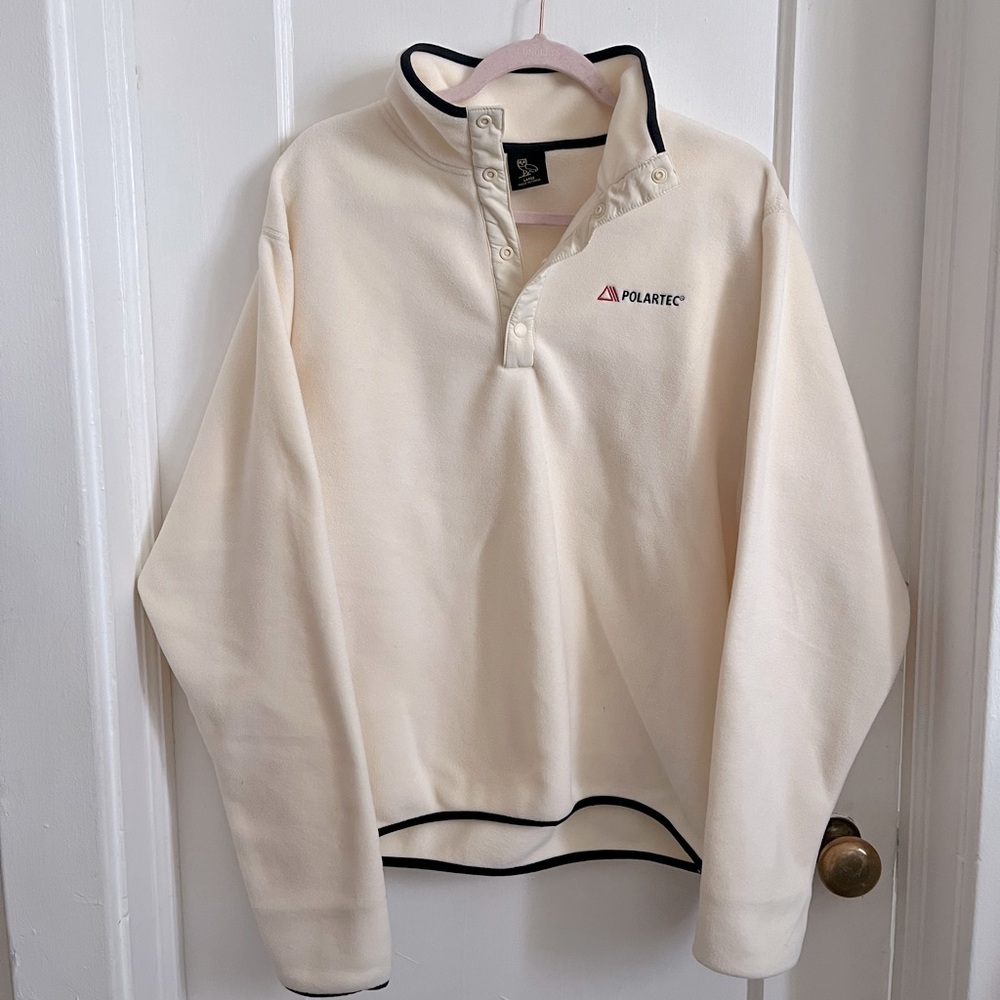 OVO Cream Polartec Zip-Up Sweater with Black Trim